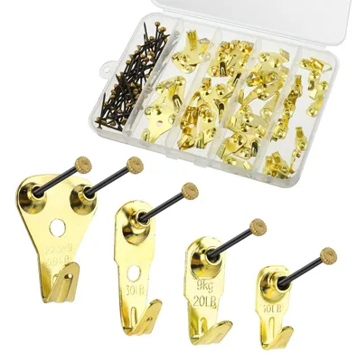 Produktbild von Bilderhaken, 120 Stück, Metall-Bilderhaken, Nagelhaken, robustes Aufhängesystem für Bilderrahmen, zum Aufhängen von Bilderrahmen zu Hause und im Büro, 4,5–22,5 kg