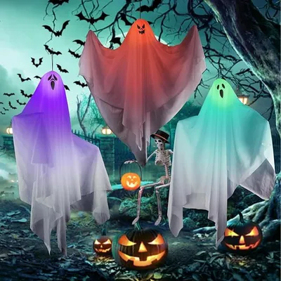 Zdjęcie produktu dla Duchy Halloween LED 3 szt Wiszące Świecące Dekoracje 67 cm Party
