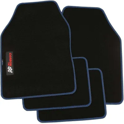 Produktbild von Autoteppich Universal Carbon, 4-teilig, mit Bi-Color Band, schwarz/blau von PETEX