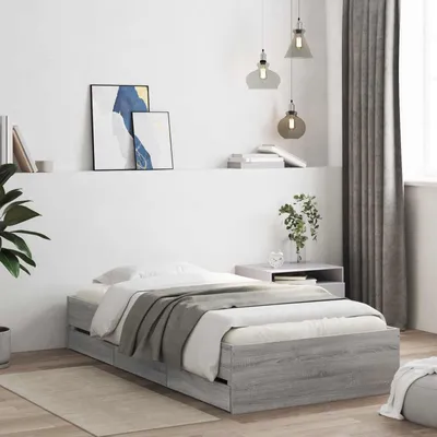 Obrázok produktu pre Maison Exclusive – Posteľ s úložným priestorom a zásuvkami, farba: betónová šedá, materiál: drevovláknité dosky