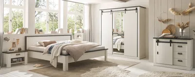 Produktbild von Schlafzimmer Set Stove in weiß komplett Set 5-teilig mit Bett und Kleiderschrank
