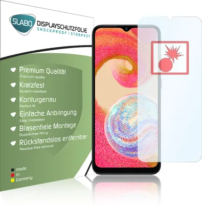 Produktbild von 2x Slabo Panzerschutzfolie für Samsung Galaxy A04e KLAR "Shockproof" (verkleinerte Folien) Displayfolie Schutzfolie Folie