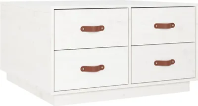 Obrázok produktu pre vidaXL Konferenčný stolík biely 80x80x45 cm Masívne borovicové drevo