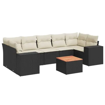 Produktbild von vidaXL 8-tlg. Garten-Sofagarnitur mit Kissen Schwarz Poly Rattan