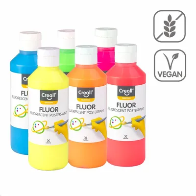 Produktbild von Creall Temperafarben-Set Fluor, 6 × 250 ml, Farbmix