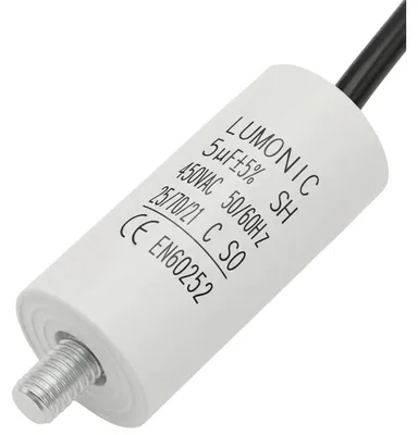Motorstartkondensator 5µF 450V, 26x55mm, mit Kabel