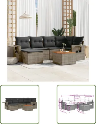 Produktbild von The Living Store 7-tlg. Garten-Sofagarnitur mit Kissen Grau Poly Rattan