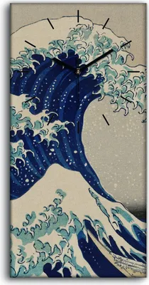Produktbild von Wandbild Leinwand Bilder mit Uhr 30x60 Gemälde Meer Sturm Boote Wellen Kunst - schwarze Hände