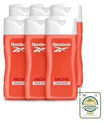 Produktbild von 6 x Reebok Move Your Spirit Duschgel - Granatapfel und Zitrus - 400 ml - Vorratspackung - 6 Stücke