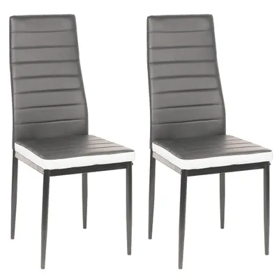 Produktbild von Supfine 2er Set Esszimmerstühle,Küchenstuhl,aus Kunstleder Metallbeine,Polsterstuhl,grau+weiß