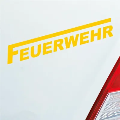 Produktbild von Auto Aufkleber Feuerwehr langes F Leben Retten Löschen Bergen 19x3 cm Gelb Sticker Heckscheibenaufkleber