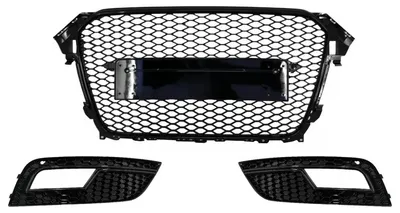 Produktbild von Gitter für AUDI A4 B8 Facelift 12-15 RS Look Glänzend schwarz PDC Nebelscheinwerfer Abdeckungen.