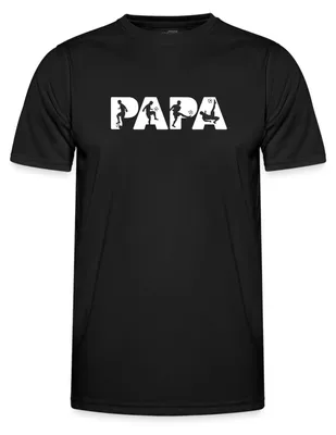 Produktbild von Spreadshirt Papa Fußball Silhouette Vater Funktionsshirt Herren, XXL, Schwarz
