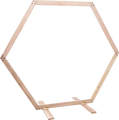 Obrázek produktu pro Dřevěný svatební oblouk Šestihranný svatební stojan 2,15 * 1,85 m Květiny Oblouk Balonový rám (hnědý)