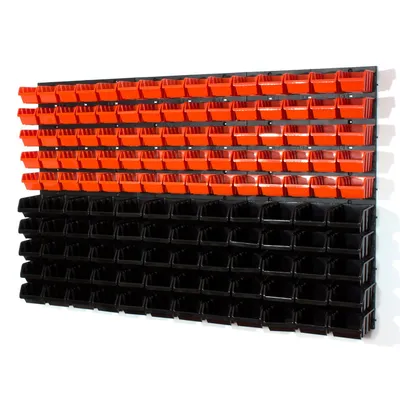 Image de 135 bacs gerbables avec étagère murale 120 x 80 cm | étagère murale de stockage