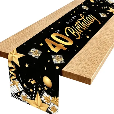 Produktbild von Tischläufer Geburtstag Schwarz Gold 180x35cm für 40. Geburtstag