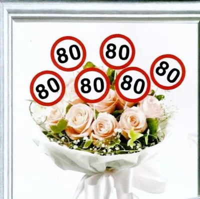 Produktbild von 12er SET MINI SCHILDER L: 26,5 cm D:9,5 cm 80.GEBURTSTAG MOTIV : VERKEHRSSCHILD