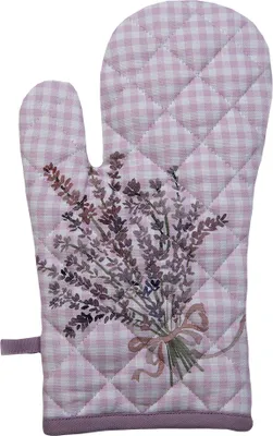 Produktbild von Clayre & Eef Ofenhandschuh 18x30 cm Violett Weiß Baumwolle Lavendel