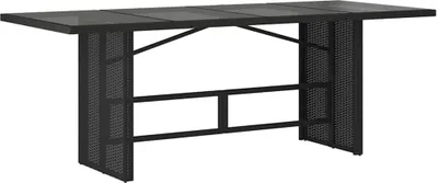 Produktbild von vidaXL Gartentisch mit Glasplatte Schwarz 190x80x74 cm Poly Rattan