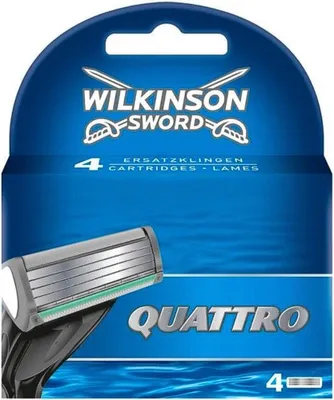 Produktbild von Wilkinson – Quattro Blade-Nachfüllpackungen – Mit Präzisionstrimmer – 4 Klingen - 1 Stück