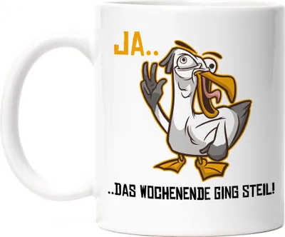 Produktbild von Wochenende ging steil Tasse Weiß Möwe Sarkasmus Alkohol Verrückt Büro Feiern