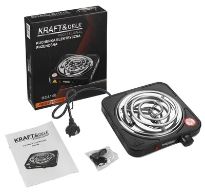 Image de KRAFT&DELE | Plaque de cuisson pour la cuisine, le bureau ou le camping, petite plaque de cuisson avec réglage continu de la température, réchaud de camping pour une casserole, 1500 W