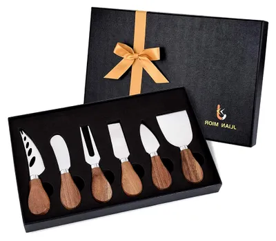 Produktbild von 6-teiliges Käsemesser-Set aus Edelstahl mit Akazienholzgriff