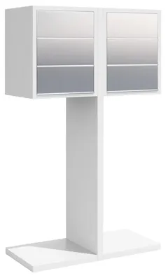 Produktbild von Briefkastenanlage Hermes Double for Six in Weiß mit Edelstahlklappe