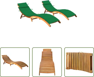 Produktbild von The Living Store Sonnenliegen 2 Stk. mit Auflagen Massivholz Akazie