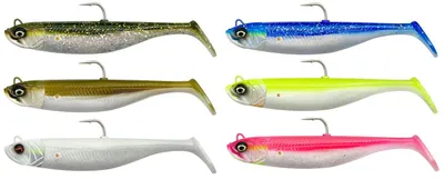 Produktbild von Savage Gear Minnow - 2 Gummifische + 1 Jigkopf, Größe / Gewicht / Farbe:12.5cm / 35g / Lemon Back Fluo