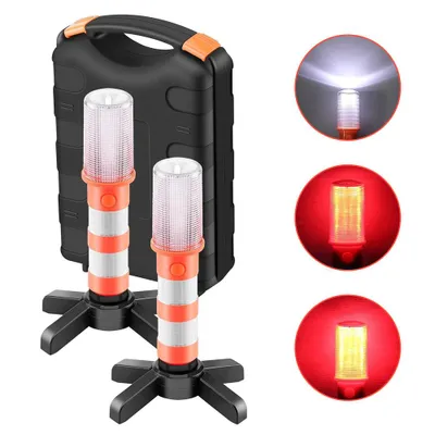 Produktbild von LED Notfall Flares 2er Set - Rotes Licht für Autobahn Straß Sicherheitsleuchte Camping-Lampe Alternative zu Sicherheitsdreieck LED-Notfall, Sicherheit