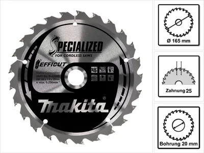 Immagine prodotto di Makita B-62985 Lama EFFICUT 165x20x25Z