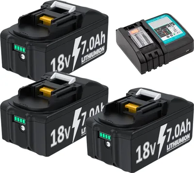 Immagine prodotto di Batteria di ricambio per BL1830, 18V, capacità 7000mAh, 3 pezzi 1 caricabatterie