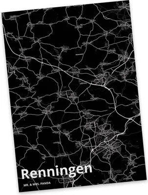 Produktbild von Mr. & Mrs. Panda bildkarte Renningen - Geschenk, Postkarte, Ansichtskarten, Postkarten, Ansichtskarte, Kunstkarten, Grußkarte, Stadt Dorf Karte Landkarte Map Stadtplan