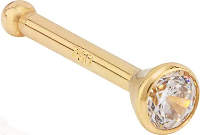 Produktbild von Nasenpiercing 750 Gelb Gold 18 Karat Piercing Nasenstecker 2mm Zirkonia Weiß