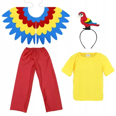 Produktbild von Kinder Papagei Kostüm Set Flügel Stirnband 134-140