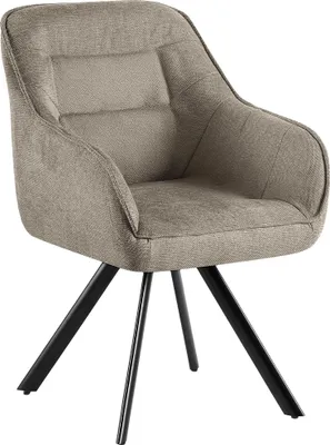 Produktbild von CLP Esszimmerstuhl Pettuli 180° schwenkbar gepolstert mit Rückenlehne bis 150 kg taupe Material Stoff