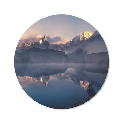 Produktbild von MuchoWow® Mauspad Mousepad Landschaft - Wasser - Berg - Schnee - Sonnenuntergang 30x30 cm - Mousepads - Maus Mat - Pad - Mausunterlage - Tischunterlage - Schreibtischmatten