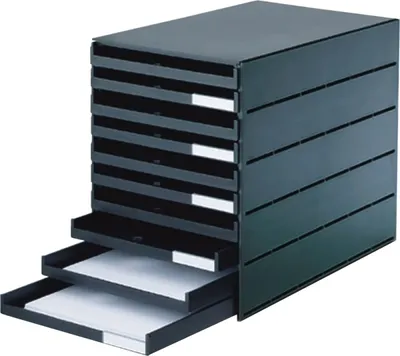 Produktbild von styro 23102-90 Schubladenbox styroval schwarz DIN C4 mit 10 Schubladen