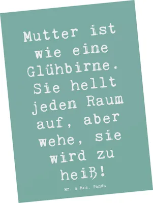 Produktbild von Mr. & Mrs. Panda Postkarte Spruch Mutter Glühbirne - Meeresbrise - Geschenk, Familie, helles Licht, wütende, Mutterliebe, Fotokarte, Postkarten, Verwandte, Freude