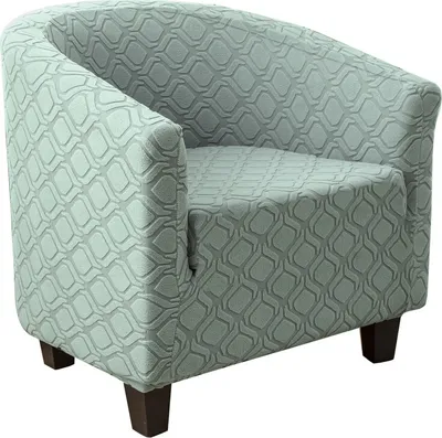 Produktbild von (grau Grün) U-Stretch-Badestuhlbezug, Jacquard-Clubstuhlbezug, Sesselbezug, rutschfester Fassstuhlbezug für Esszimmer, Wohnzimmer, Büro, Empfangsstuhl