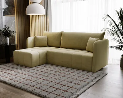 Produktbild von FURMEB PEROO Ecksofa L-Form Schlafsofa Schlaffunktion 210x140x91 cm Cremefarben