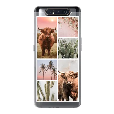Produktbild von MuchoWow® Handyhülle Schutzhülle Hülle für Samsung Galaxy A80 Schottischer Highlander - Sukkulente - Pastell Silikon Softcase Handy Hülle - Schutzdeckel