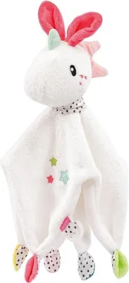 Produktbild von Schmusetuch Einhorn – mit Befestigungsring für Schnuller zum Greifen & Fühlen