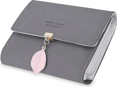 Image de Porte-monnaie Femme Porte-monnaie Petit en similicuir Nombreux compartiments Gris foncé