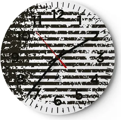 Produktbild von Wanduhr - Rund - Glasuhr - Abstraktion Schwarz Gürtel - 30x30cm - Schleichendes Uhrwerk - Lautlos - zum Aufhängen bereit - Dekoration Modern - Wanddekoration aus Glas - C4AR30x30-4855