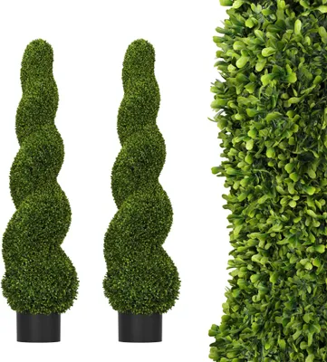 Image de TRMLBE 2 pièces Plante artificielle 120cm Plantes artificielles avec pot de fleurs Comme une vraie plante en spirale Décoration salon plantes décoratives pour chambre à coucher bureau balcon jardin