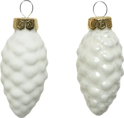 Produktbild von Christbaumschmuck Zapfen 6cm Glas 12 Stück - Wollweiß