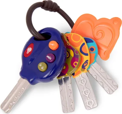 Obrázek produktu pro B. toys LucKeys, hračka – autíčko na klíče s osvětlením a zvuky, modrá barva