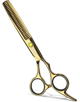 Produktbild von Effilierschere 16,5 cm goldfarben mit abnehmbarem Fingerring aus japanischem Edelstahl